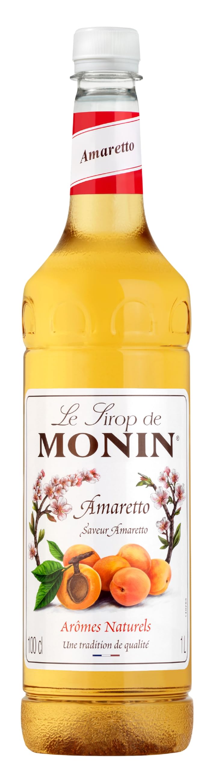Monin Amaretto Syrup - 1L PET Bottle | Natural Almond & Stone Fruit Flavor | Vegan & Allergen-Free