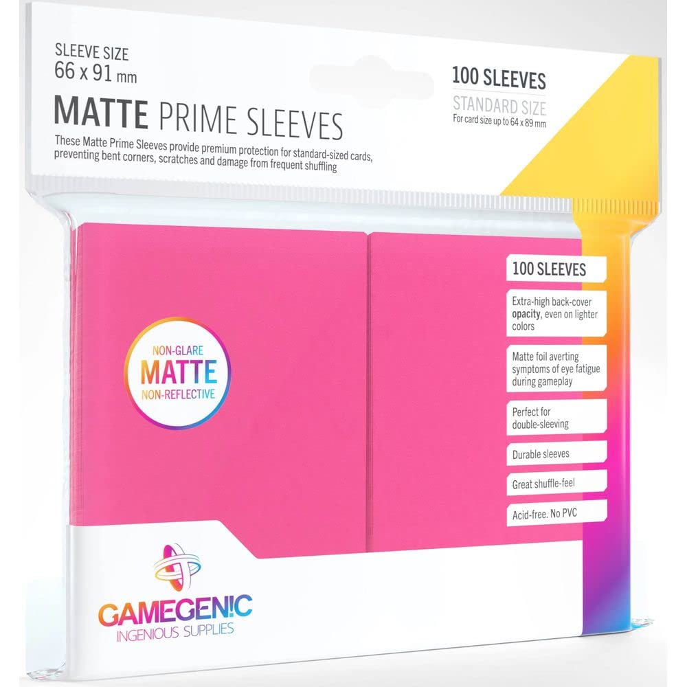 Gamegenic Matte Prime Sleeves - Anti-Glare Matte Finish | Perfect for Double-Sleeving | 100 Pack Pink 1