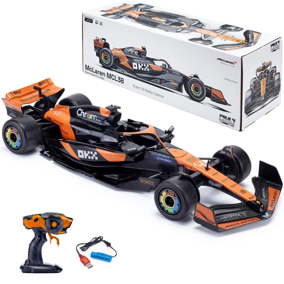 McLaren MCL38 RC Car - 1:14 Scale 2.4GHz Remote Controlled F1 Vehicle for Kids & Collectors