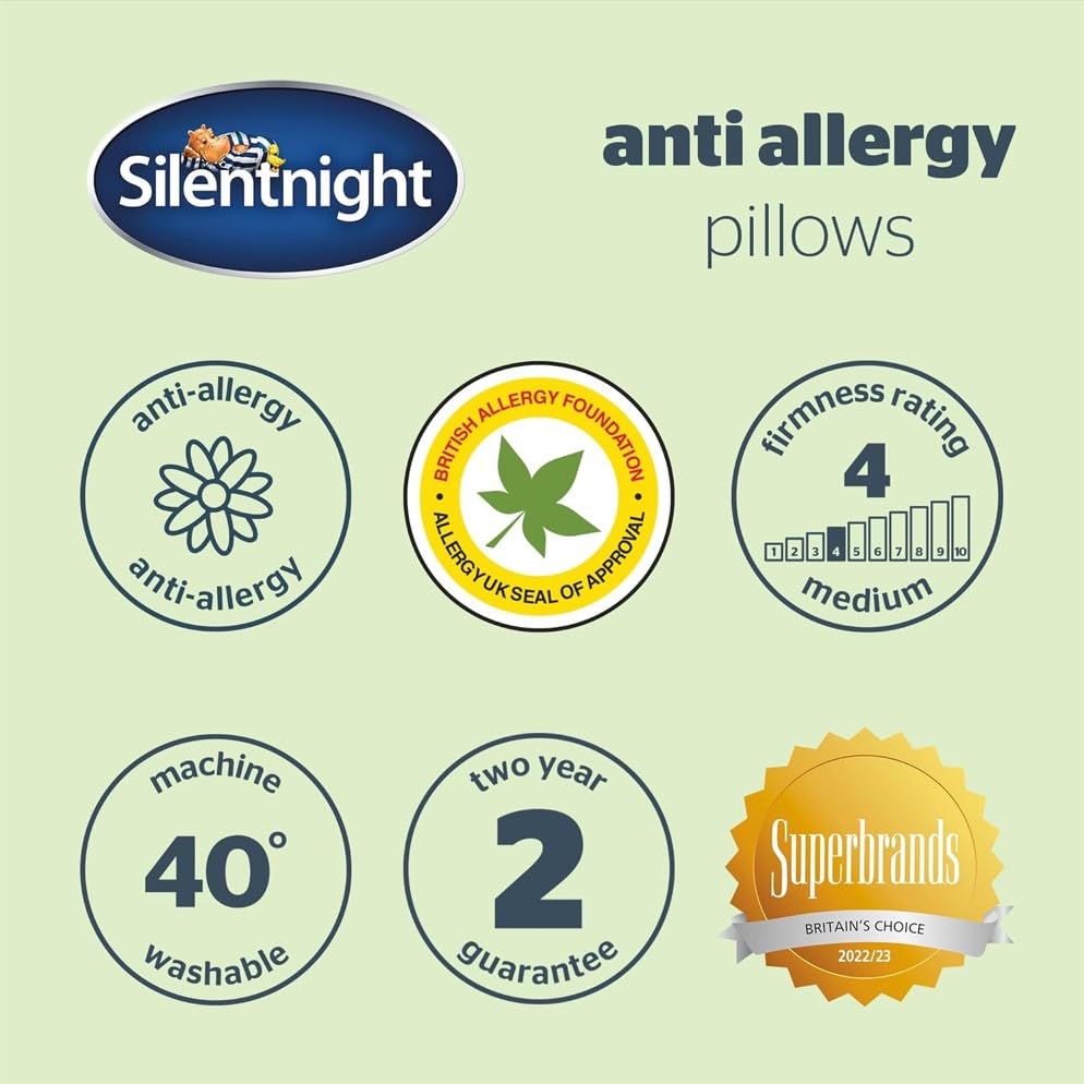 Silentnight – Anti-Allergie-Mikrofaser-Kissen, 2er-Pack (Twin) 18