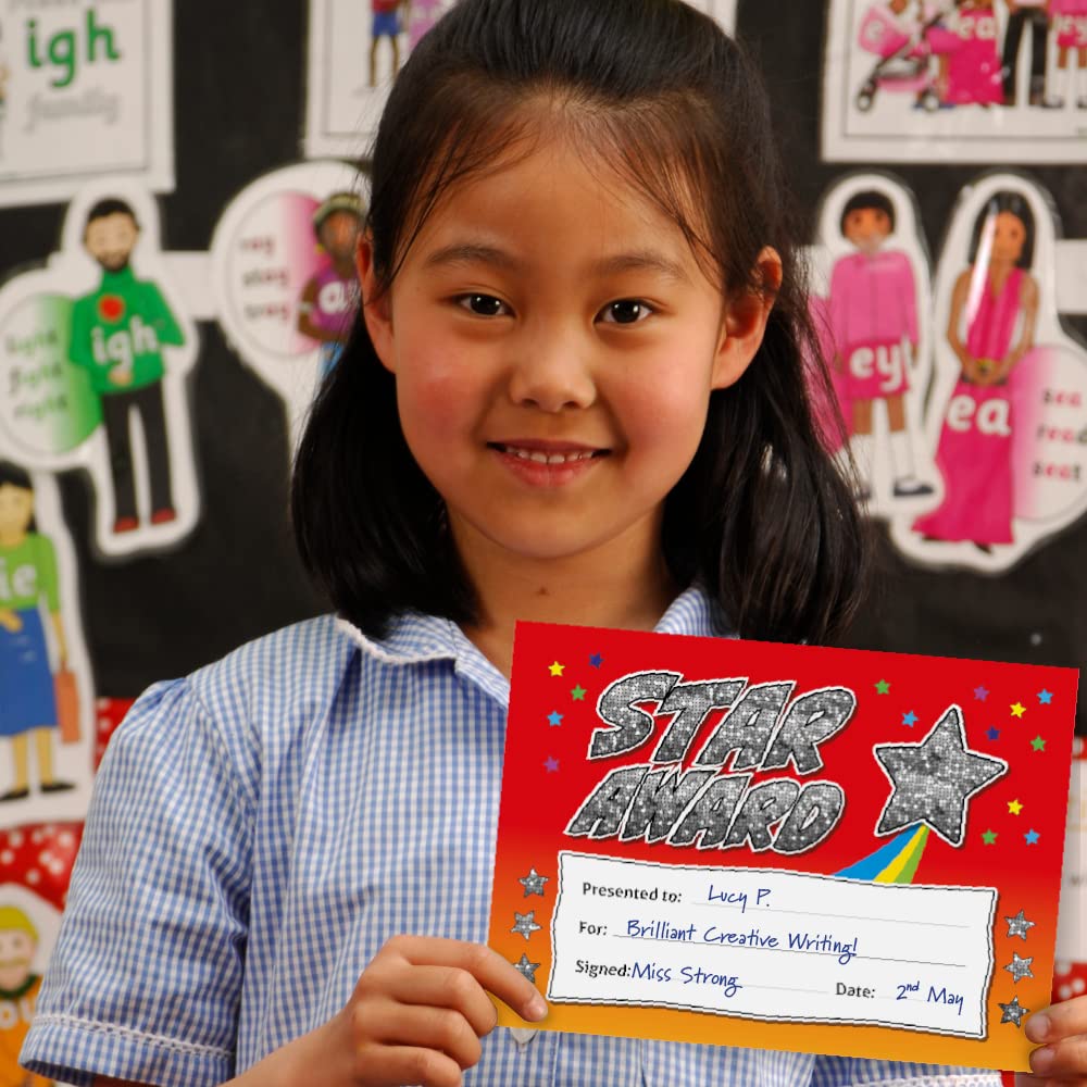 Star Award - Sparkly Holographic Reward Certificate (Multicoloured, A5, 20-Pack)