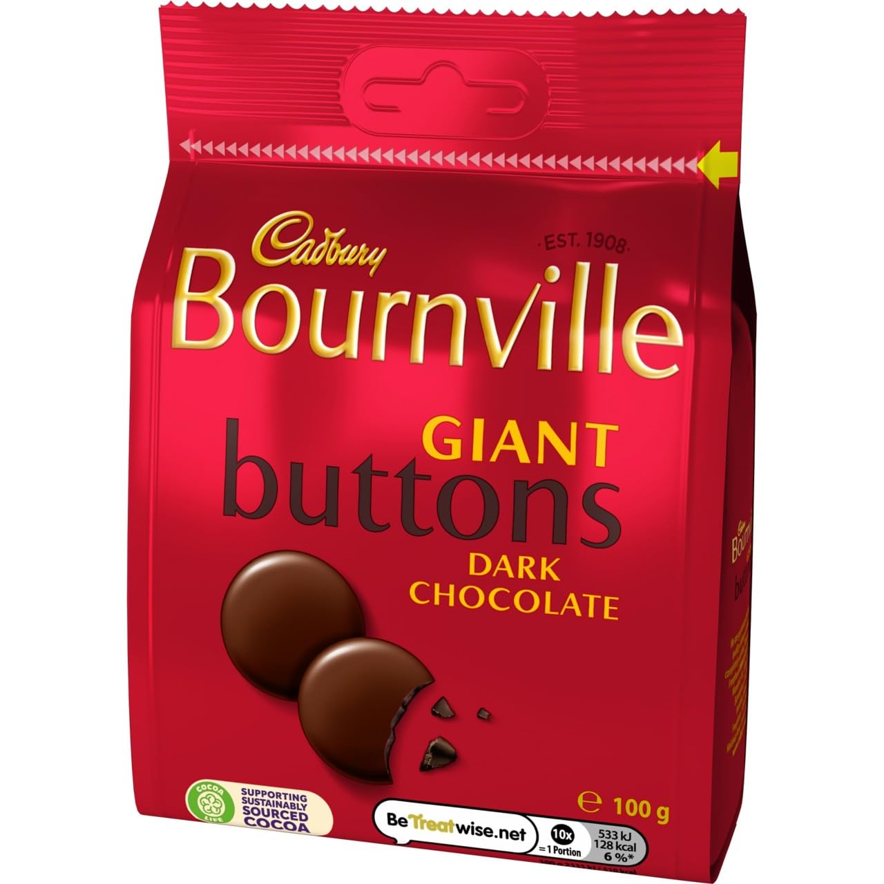 Cadbury Bournville Dark Chocolate Giant Buttons, Sharing Bag, 100g 4