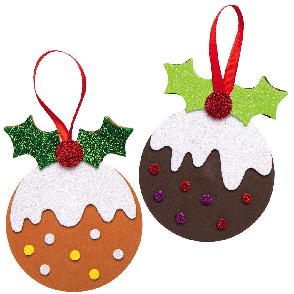 Baker Ross AX344 Christmas Pudding Mix and Match Decoration Craft Kit - 8 Pack, Ages 3+