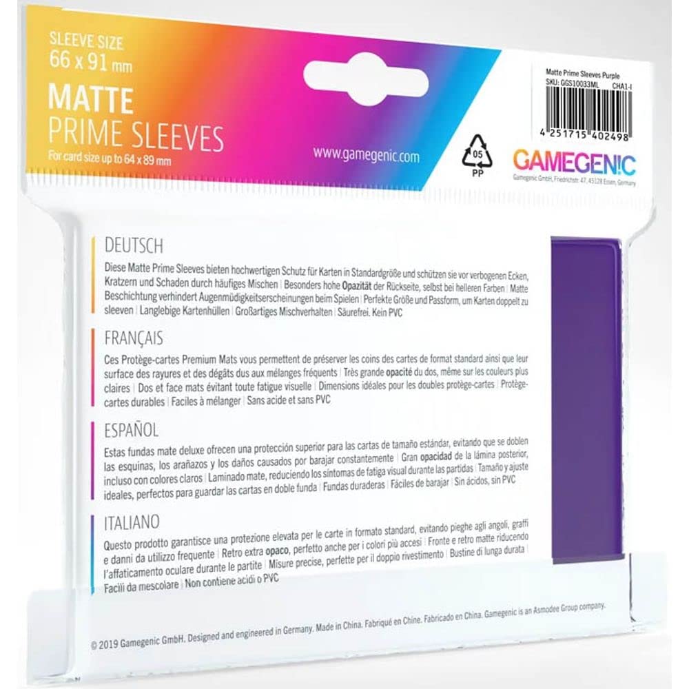 Gamegenic Matte Prime Sleeves (100-Pack) for Trading Card Games - Purple 3