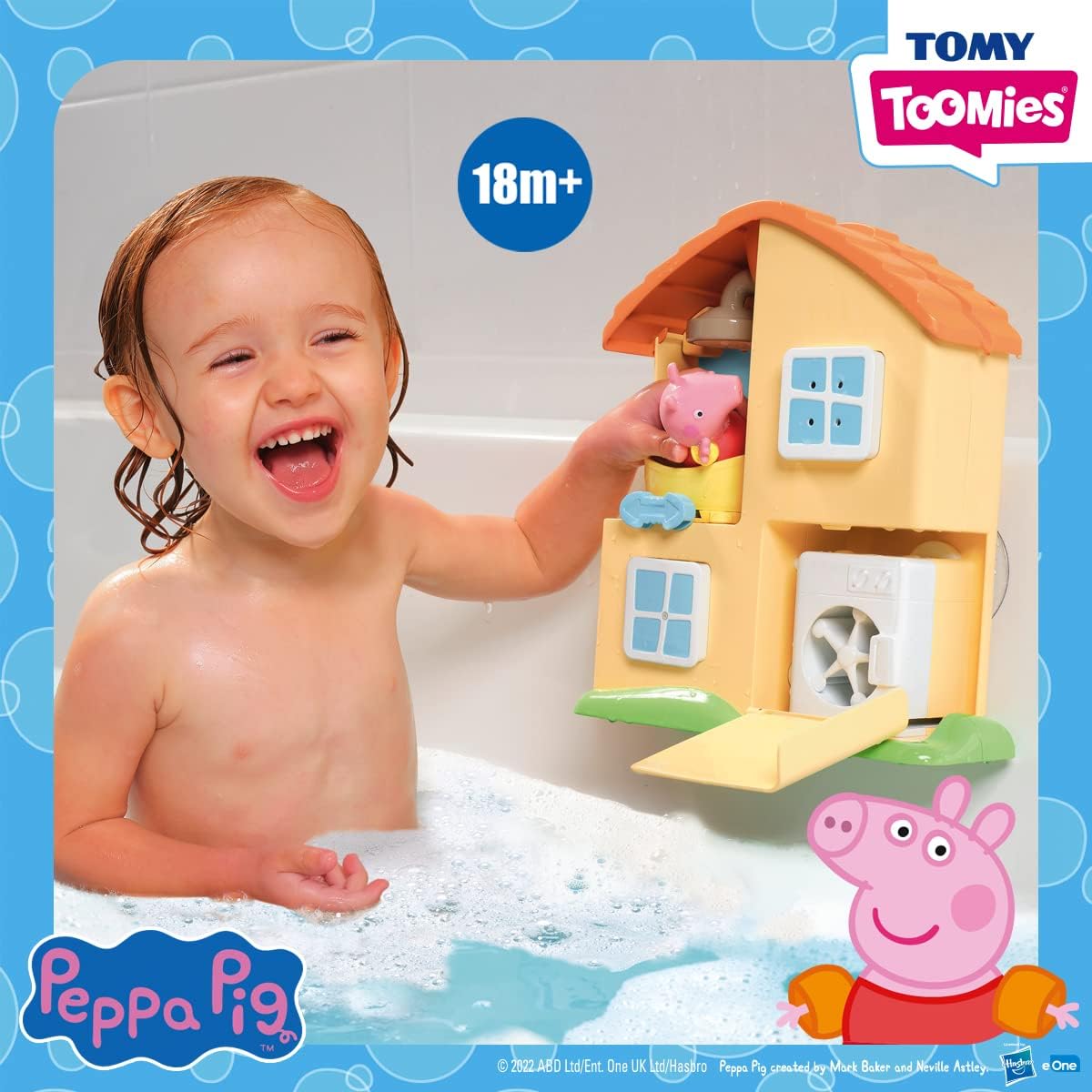 Peppa's House Bath Playset - Waterfall & Spinning Washing Machine Fun for Toddlers 3