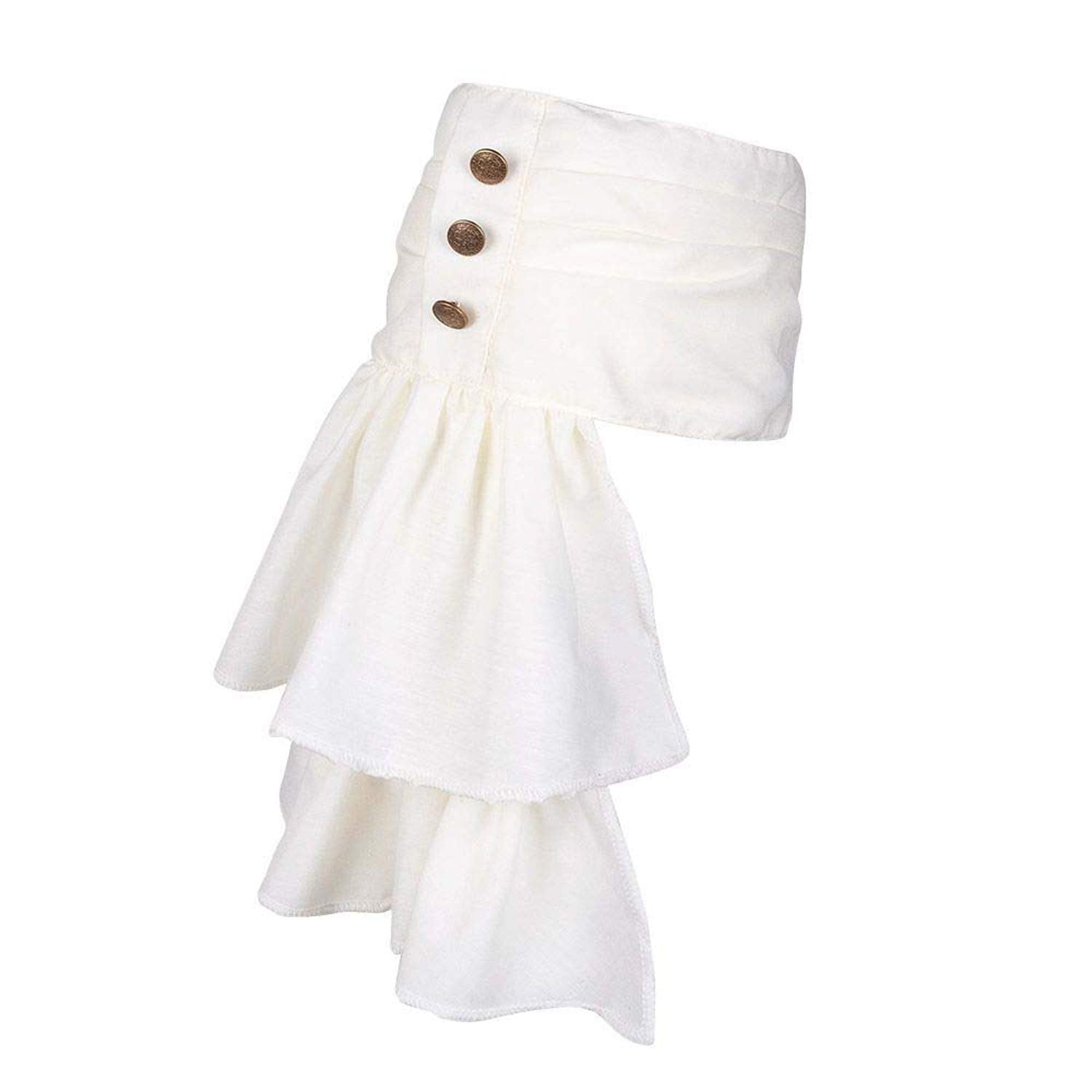 Boland White Jabot with Gold Buttons – Victorian Steampunk High Collar Neck Accessory 3