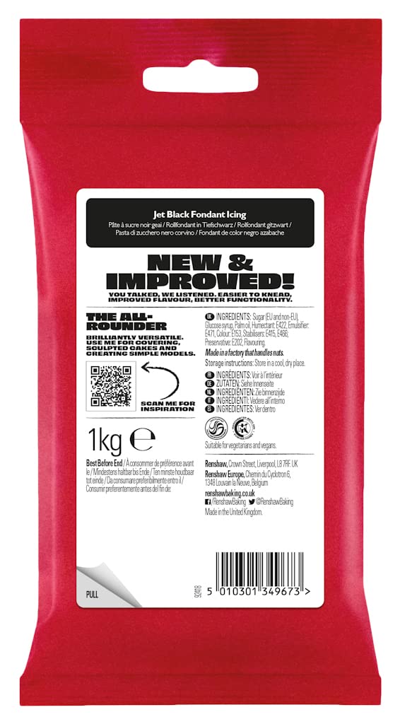 Renshaw Jet Black Just Roll With It Ready to Roll Fondant Icing, 1 kg 3