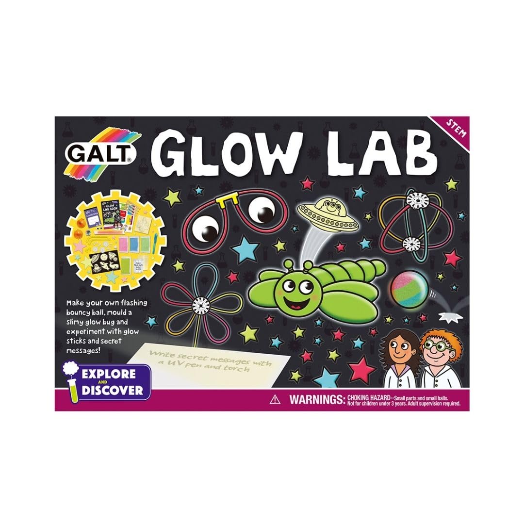 Galt Glow Lab - STEM Science Craft Kit with Glow Slime, Bouncy Balls & UV Light - Ages 6+ 3