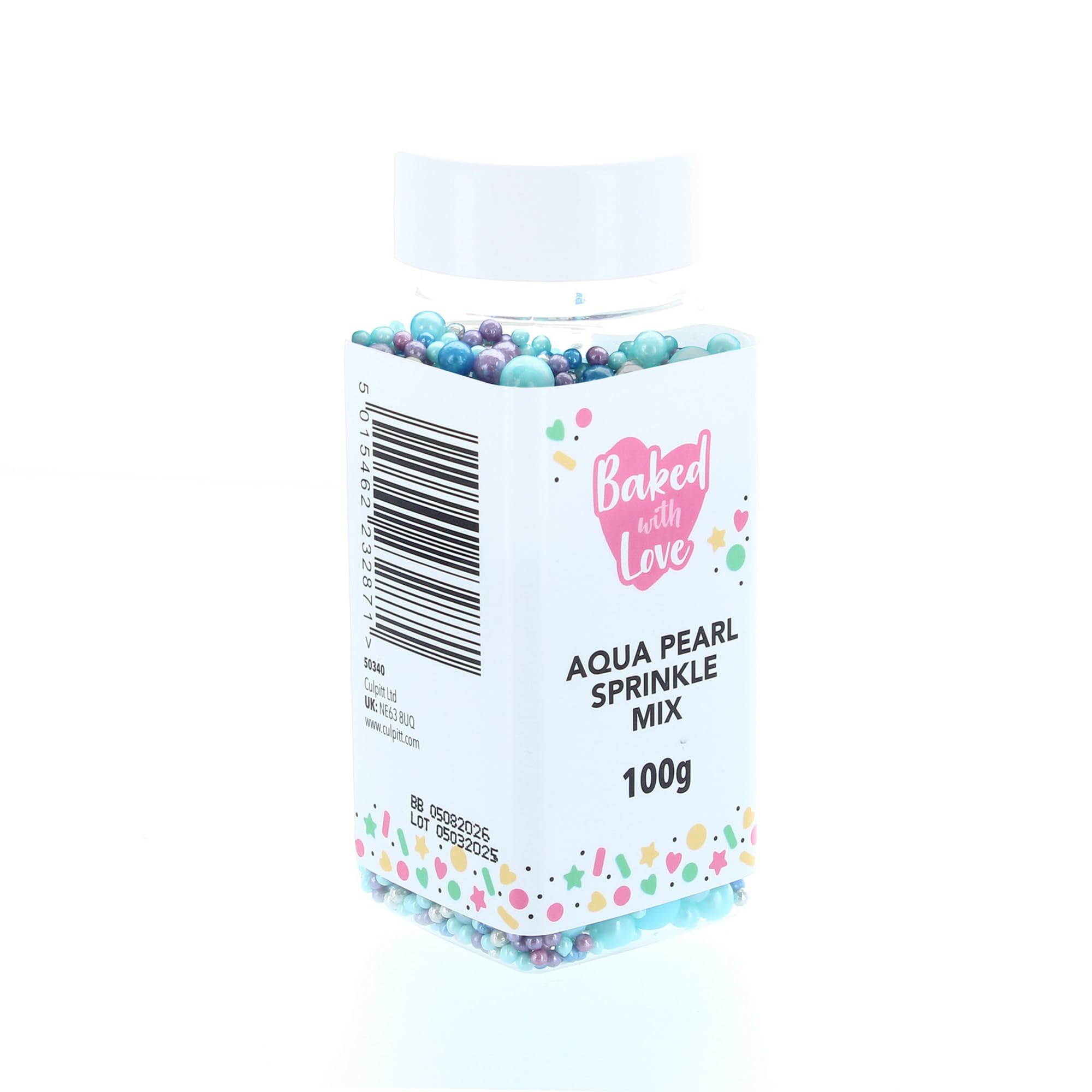 Baked with Love Aqua Pearl Sprinkles - Blue, Purple, Silver Mix | 100g Resealable Bottle 6