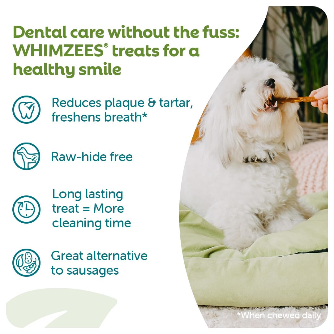 WHIMZEES Veggie Sausage S Dental Sticks for Small Dogs, Vegetable Flavor, 28 Count