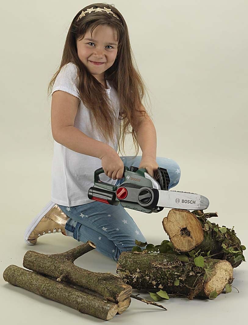Theo Klein 8399 Bosch Toy Chainsaw - Battery-Powered with Light & Sound Effects for Kids 3+ 4