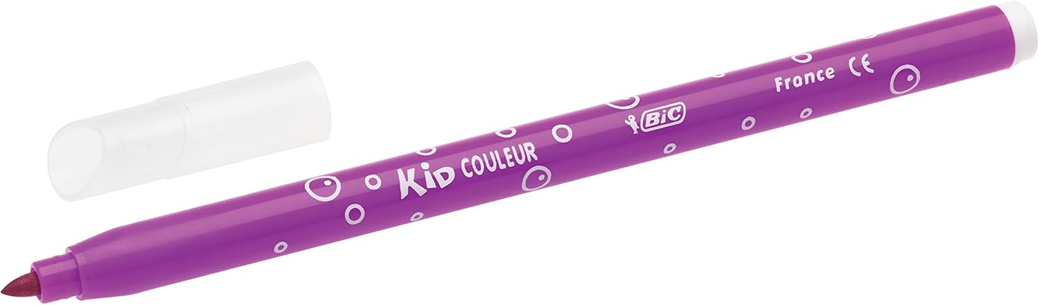 BIC Kids Kid Couleur Felt Tip Pens - Assorted Colors Medium Point Washable Markers for Kids, Pack of 12 14