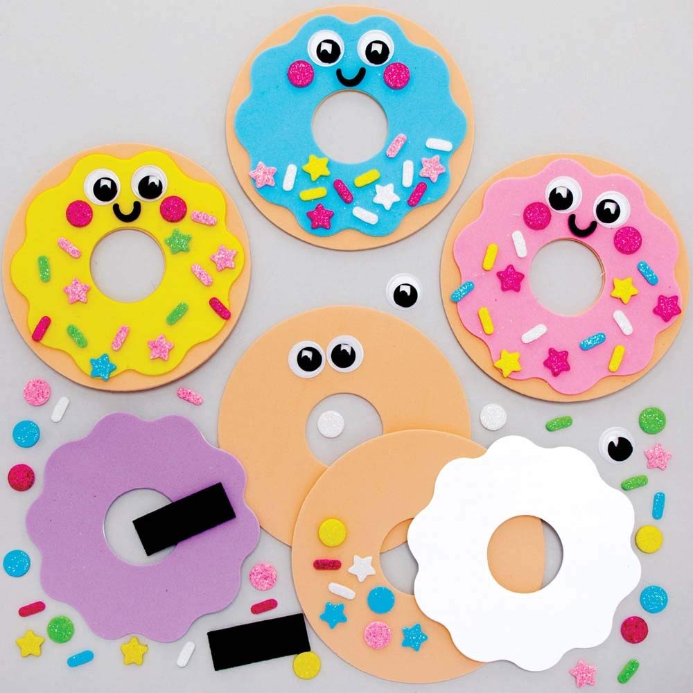 Baker Ross FE406 Donut Mix & Match Magnet Kits - Pack of 8 Foam Craft Magnets for Kids 1