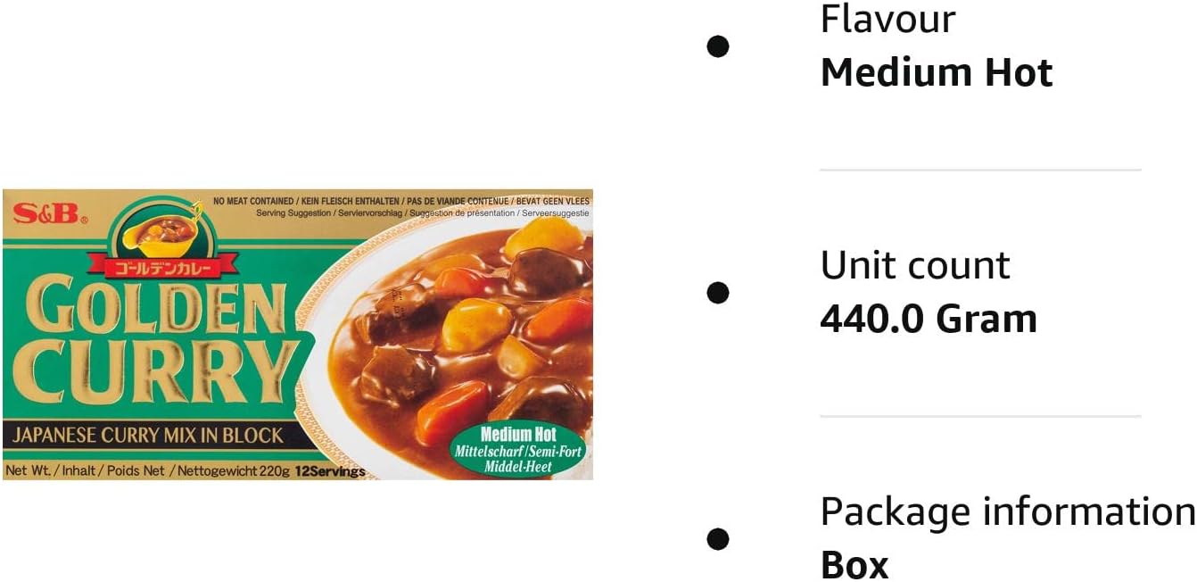 S&B Golden Curry Medium Hot 220g (Pack of 2) 2