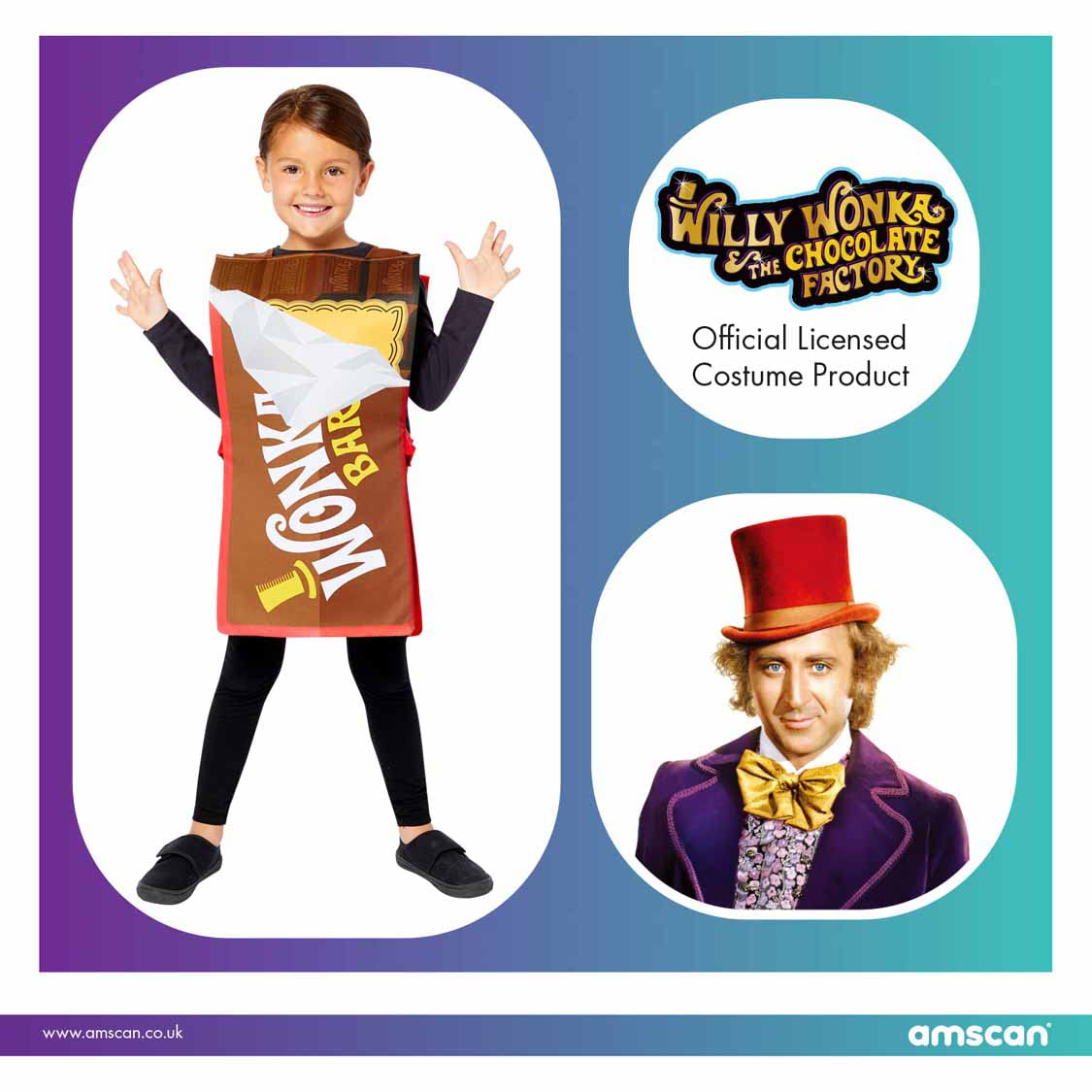 Amscan Kids Officially Licensed Warner Bros. Wonka Bar Tabard Fancy Dress Costume 4