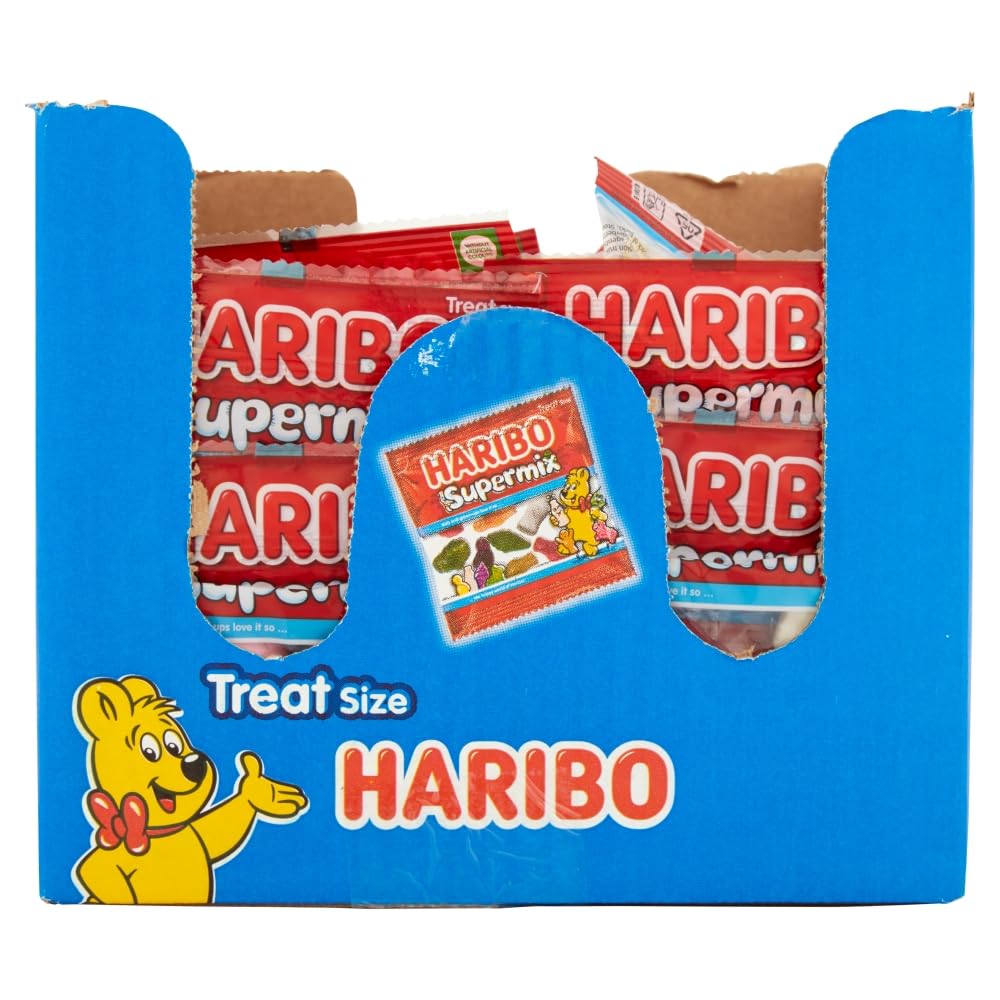 HARIBO Supermix Sweets Mini Bags - 16g x 100 Packs (1.6kg) Fruit & Chewy Mix