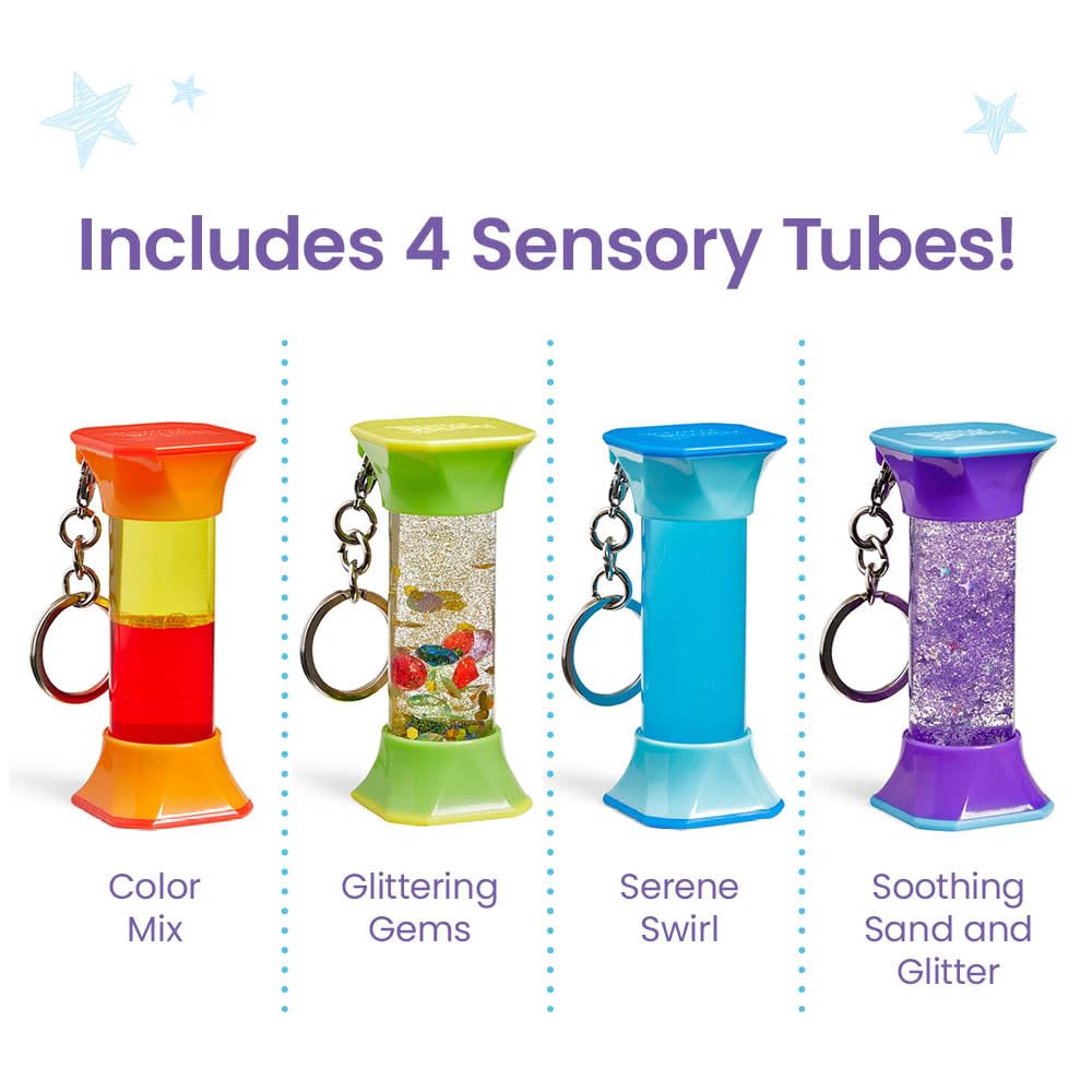 Learning Resources Soothing Swirlers Sensory Tubes - 4-Pack with Keychains for Kids Ages 3+ 4