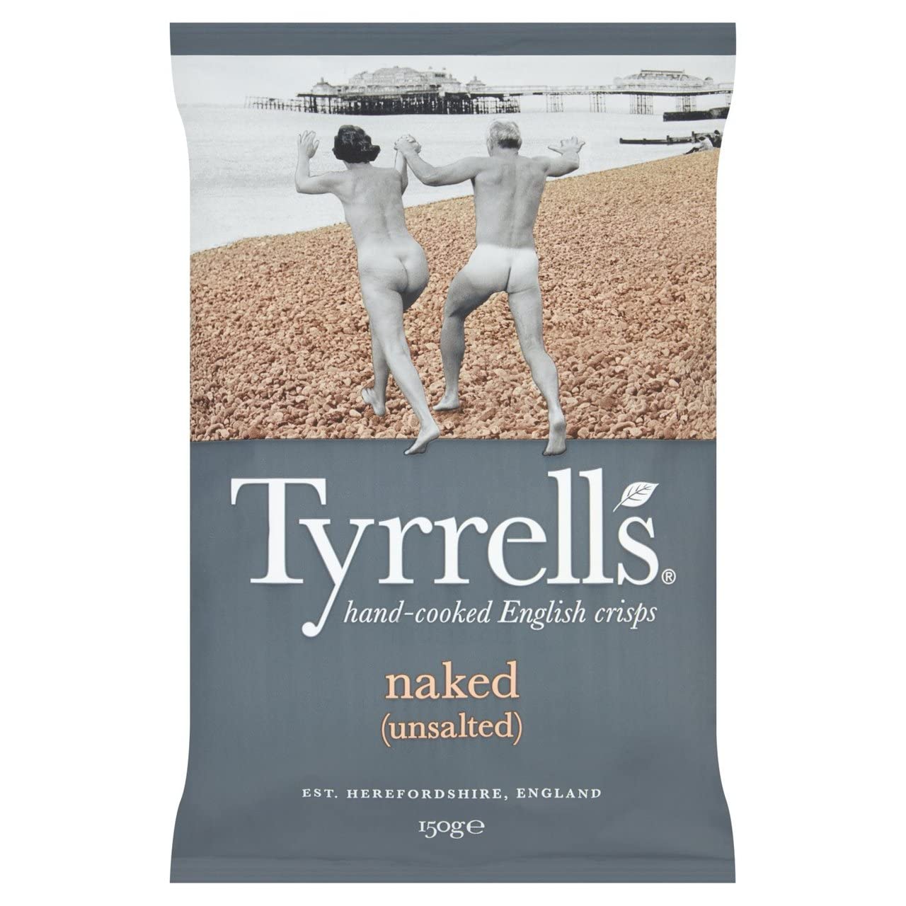 Tyrrells Naked No Salt Potato Crisps, 150g – Hand Cooked Vegan Gluten-Free Snack