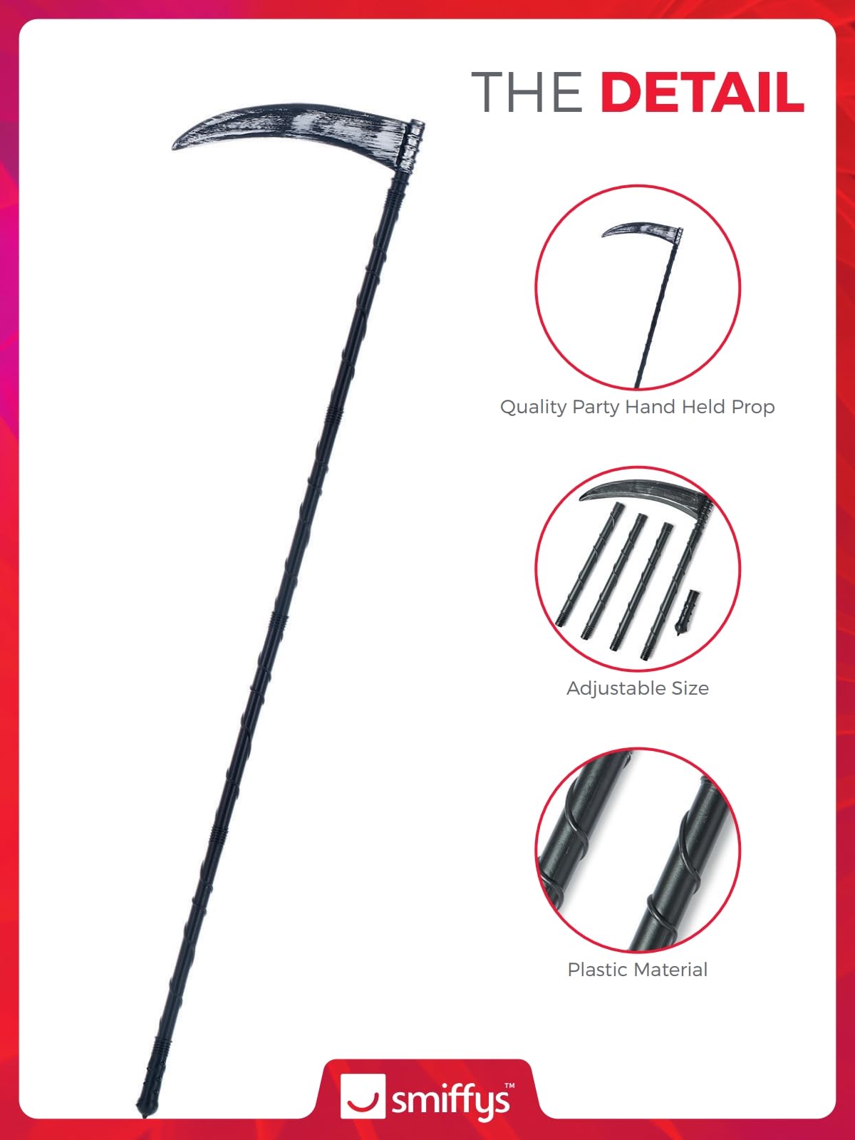 Smiffys Grim Reaper Extendable Scythe Black 138cm/54in Halloween Fancy Dress Accessory 5