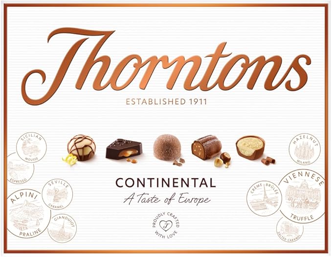 Thorntons Continental Assorted Milk, Dark & White Chocolate Gift Box, 264g