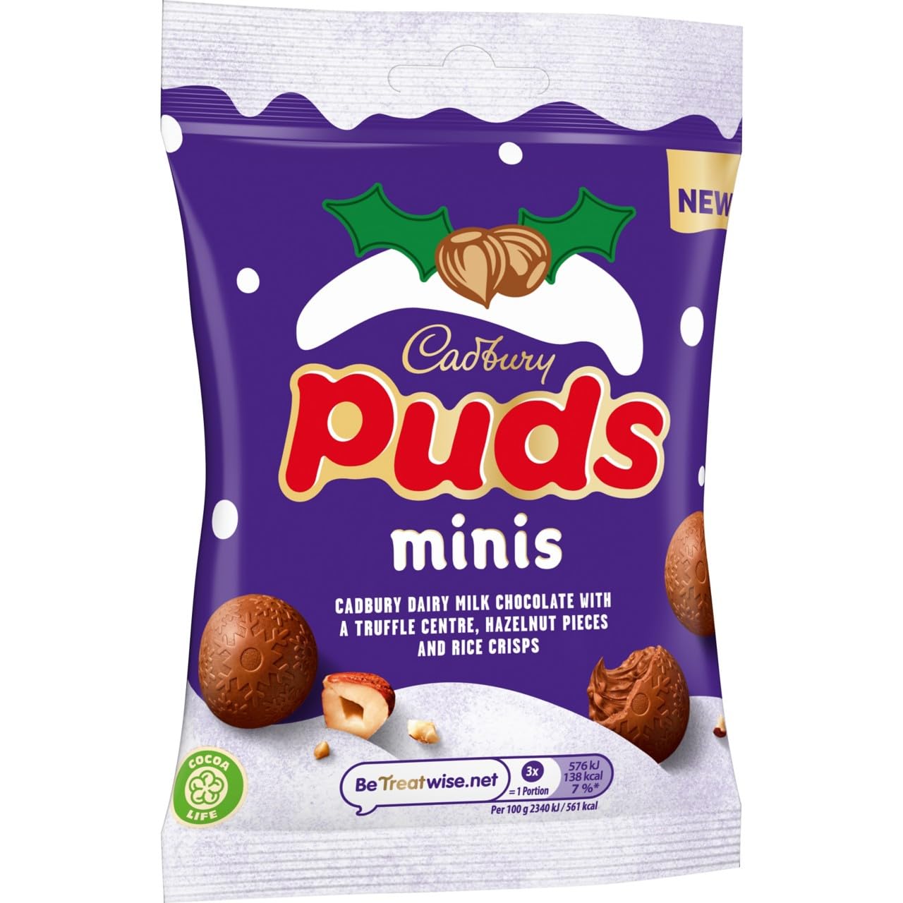 Cadbury Dairy Milk Christmas Mini Puds with Truffle Centre, Hazelnut & Rice Crisps