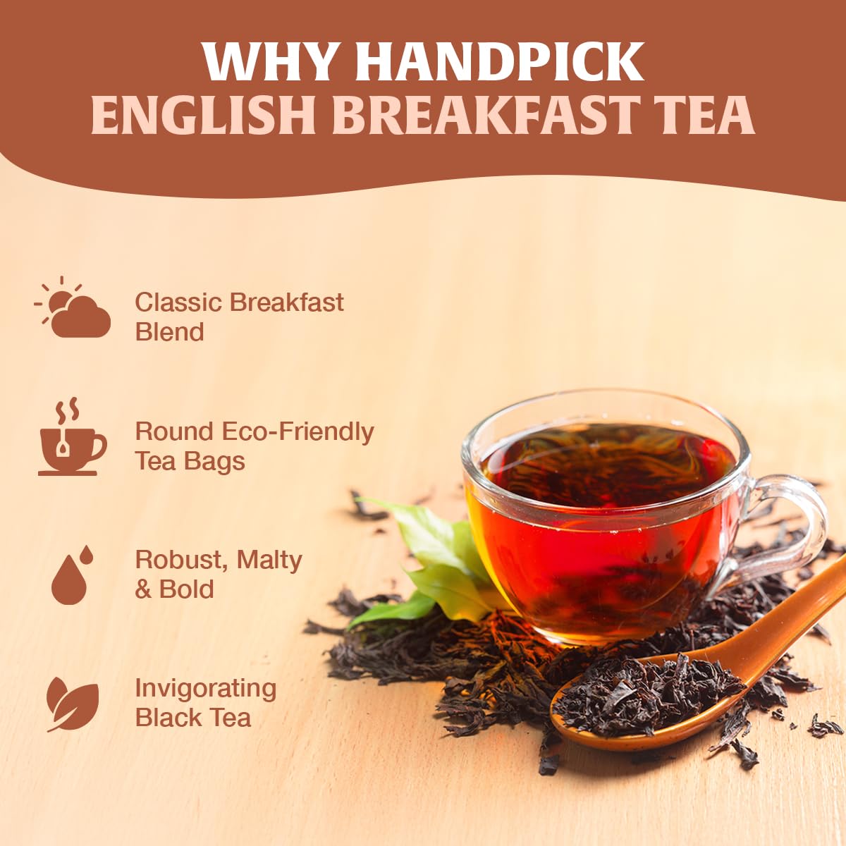 HANDPICK English Breakfast Schwarzteebeutel (100 Stück) Stark, kräftig | Umweltbewusster, CO2-neutraler Tee für heiße oder eisgekühlte Aufgüsse 4