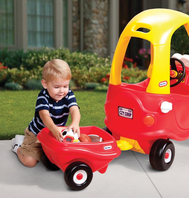 little tikes Cozy Coupe Trailer - Red Plastic Trailer for Toddlers Ages 3+ | Compatible with 30th Anniversary Coupes
