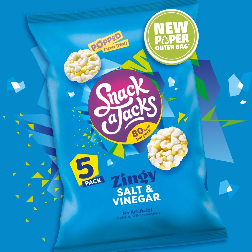 Snack Jack Rice & Corn Cakes - Salt & Vinegar Flavor | 117g | Popped, Not Fried 5