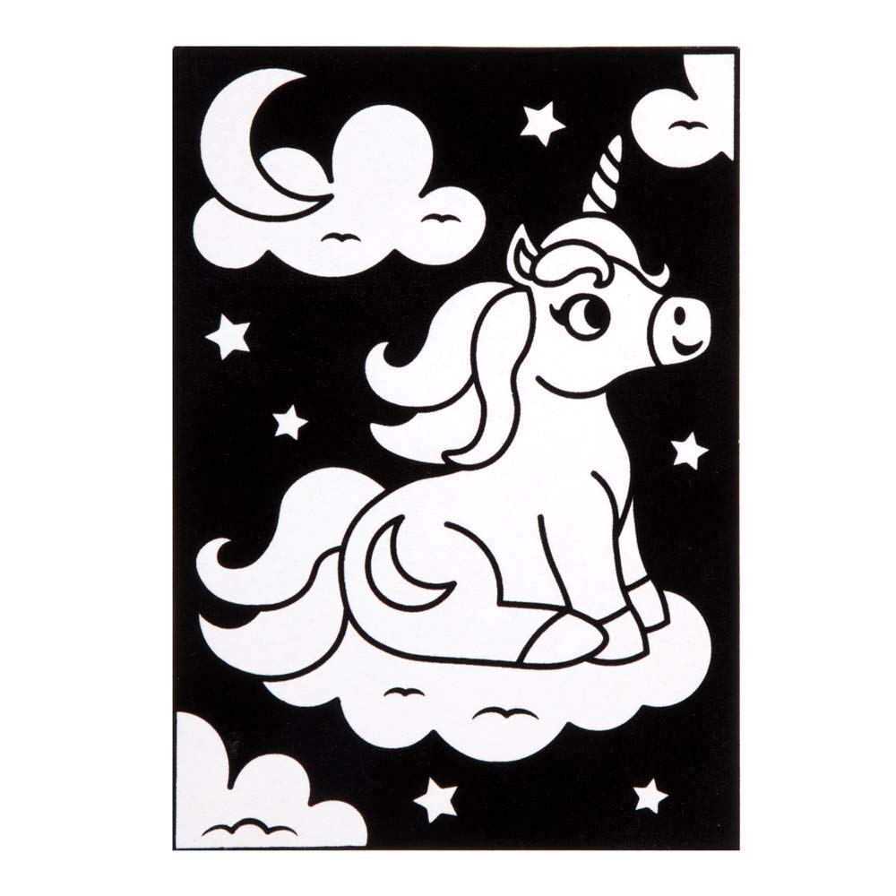Baker Ross FE258 Unicorn Colour-in Pictures - Pack of 10 Fuzzy Art Craft Set for Kids
