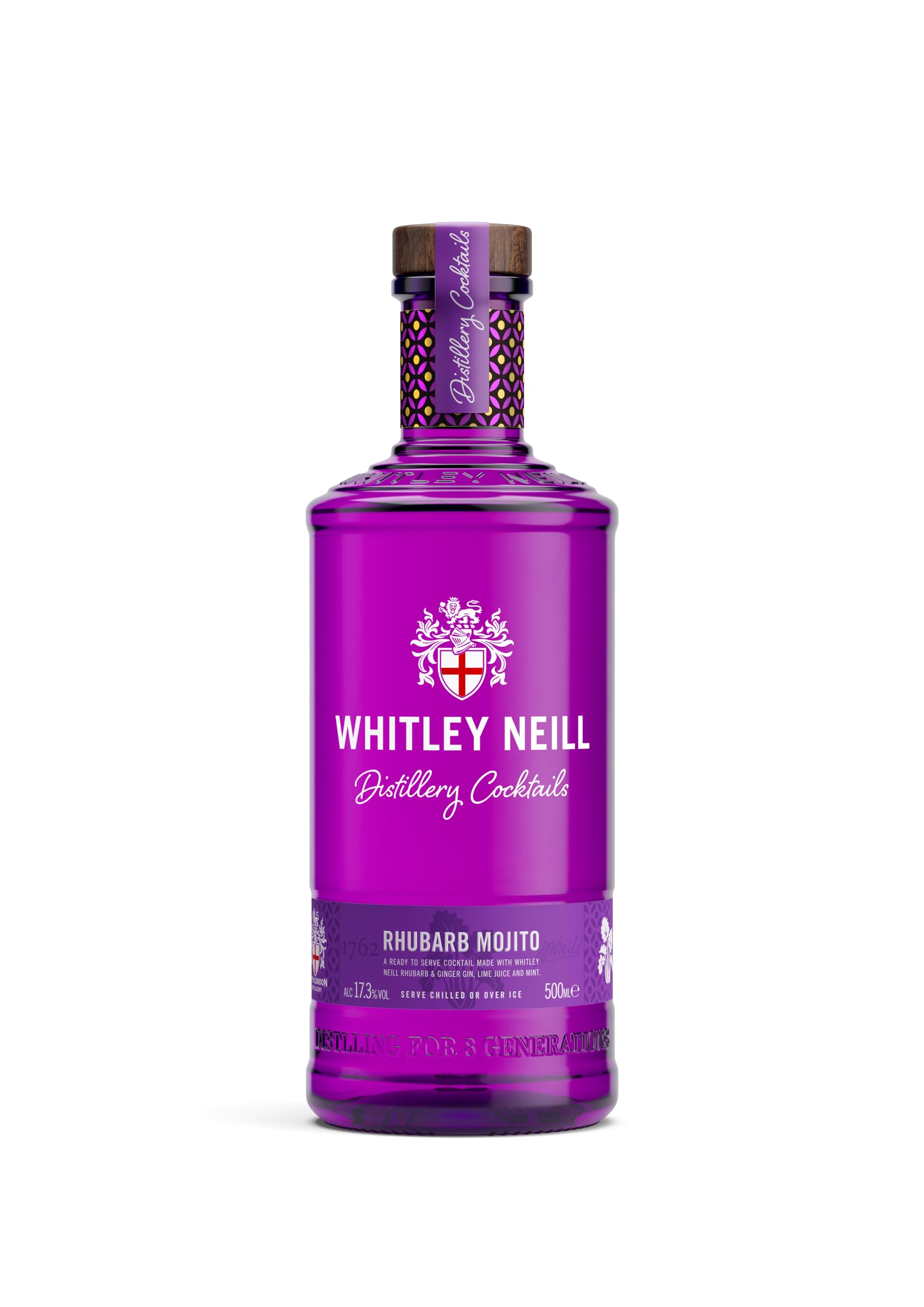 Whitley Neill Rhubarb Mojito Ready to Serve Cocktail | 50cl | 17.3% ABV