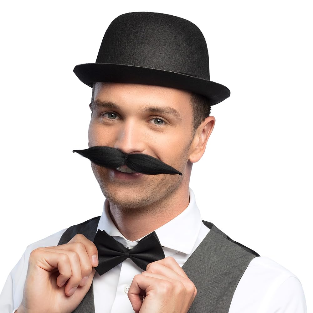 Boland Classic Black Bowler Hat - Adult Costume Headwear with Satin Ribbon 8