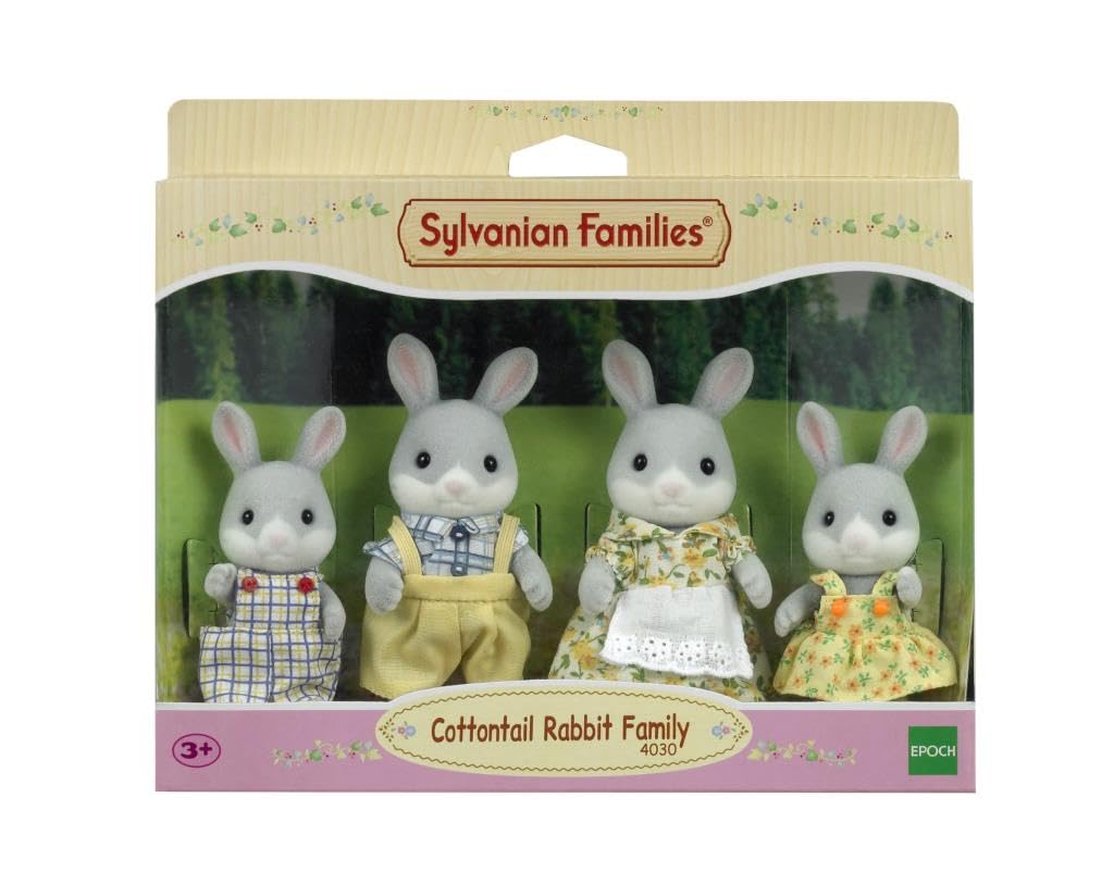 Sylvanian Families Cottontail Rabbit Family - 4-Piece Playset with Removable Clothing 4