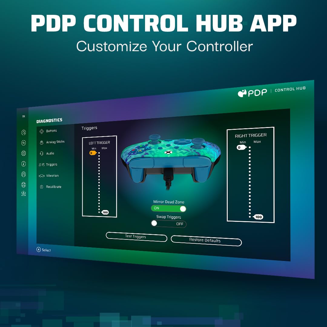 PDP REMATCH Advanced Wired Controller - Glitch Green for Xbox Series X|S, Xbox One 3