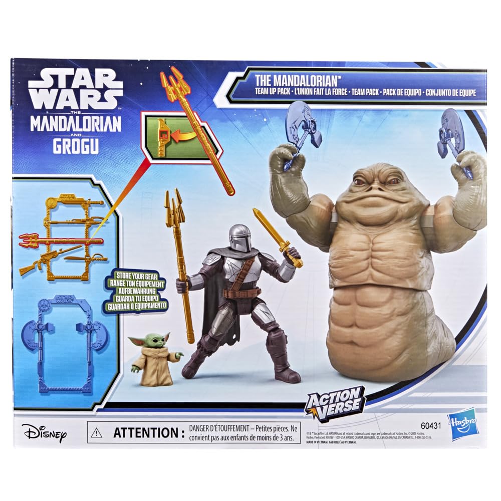 Star Wars ActionVerse The Mandalorian and Grogu Team Up Pack with Rotta the Hutt | 4.5-Inch Figures 4