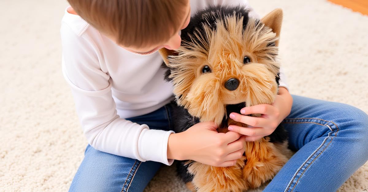 Zappi Co Rob the Yorkshire Terrier Plush Toy Dog - 22cm Stuffed Animal | Recycled Material