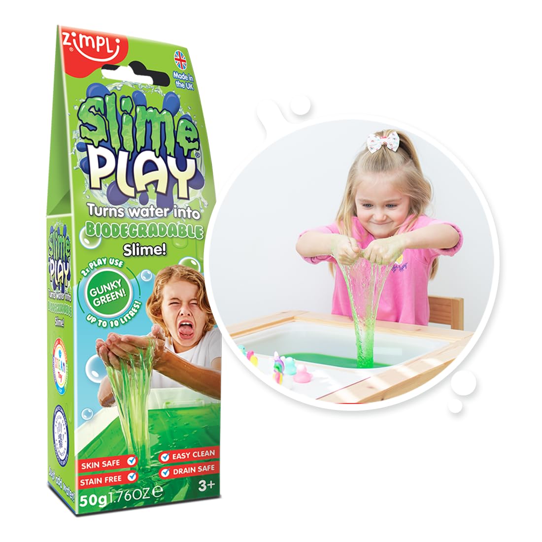Zimpli Kids Slime Play Green - Turns Water into Gooey DIY Slime, Eco-Friendly & Skin Safe, Christmas Craft Set for Kids 7