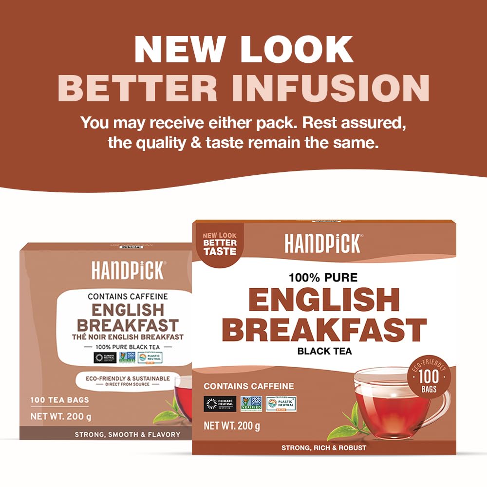 HANDPICK English Breakfast Schwarzteebeutel (100 Stück) Stark, kräftig | Umweltbewusster, CO2-neutraler Tee für heiße oder eisgekühlte Aufgüsse 5