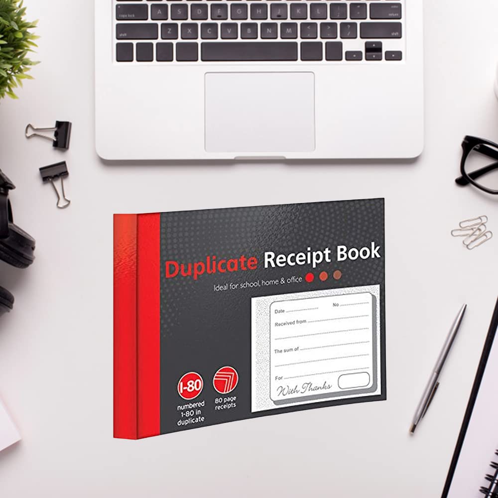1ABOVE Duplicate Receipt Book - 80 Numbered Duplicate Pages | Half Size (5"x4") | 3 Pack 6