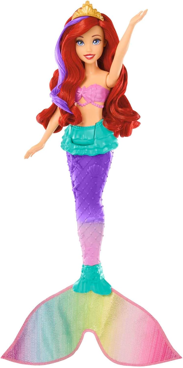 Disney Princess Ariel Swimming Mermaid Doll with Color-Change Hair & Seahorse Friend - Ages 3+