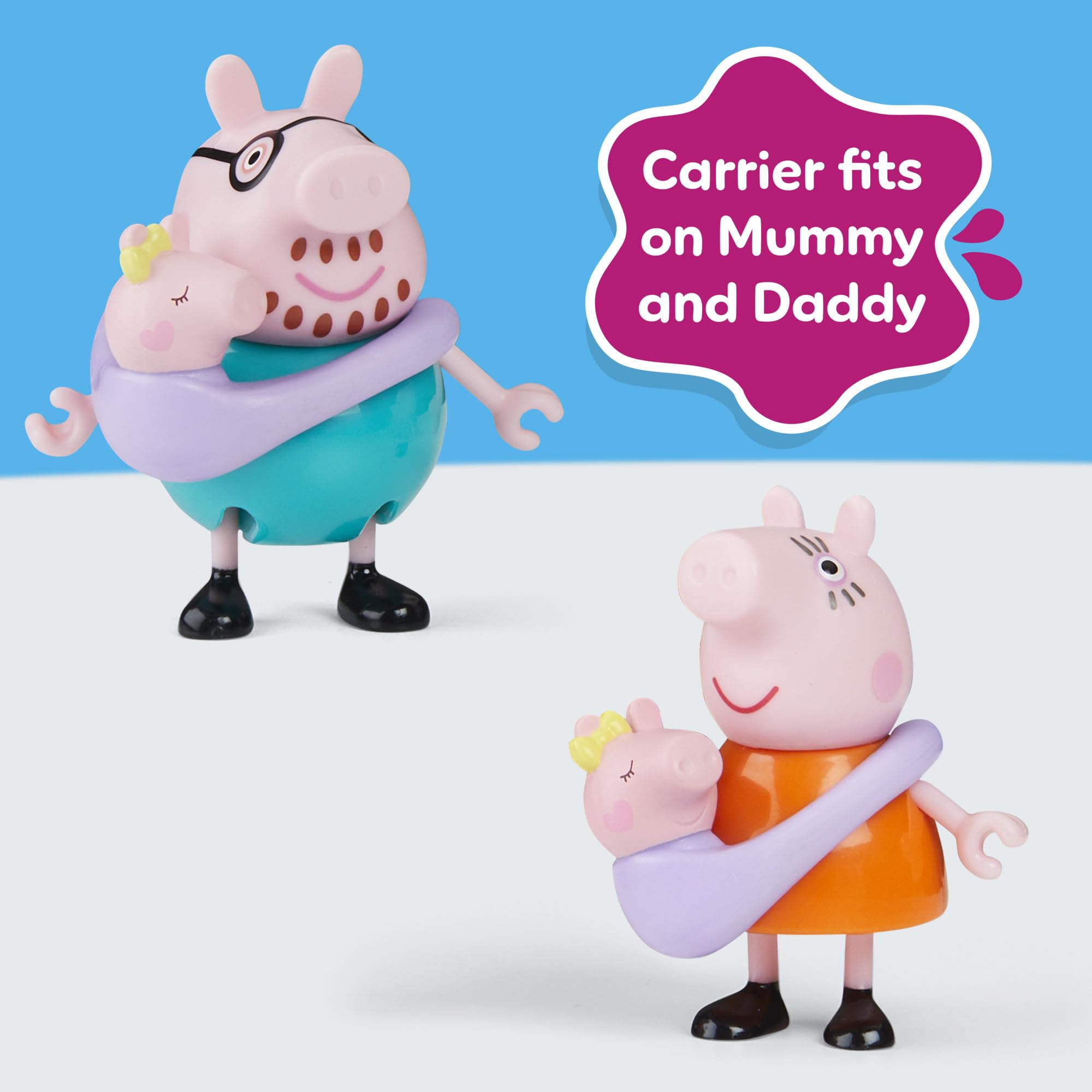 Peppa Pig Family of Five Figure Set - Includes Baby Evie Carrier & Hand-Holding Figures 4