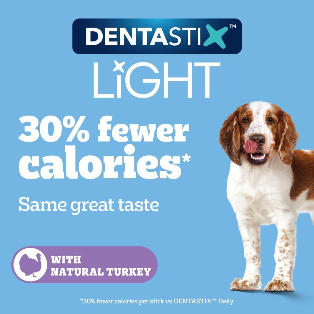 Pedigree Dentastix Light Dental Sticks - Medium Dog Treats | Low Fat | Reduces Tartar by 85%