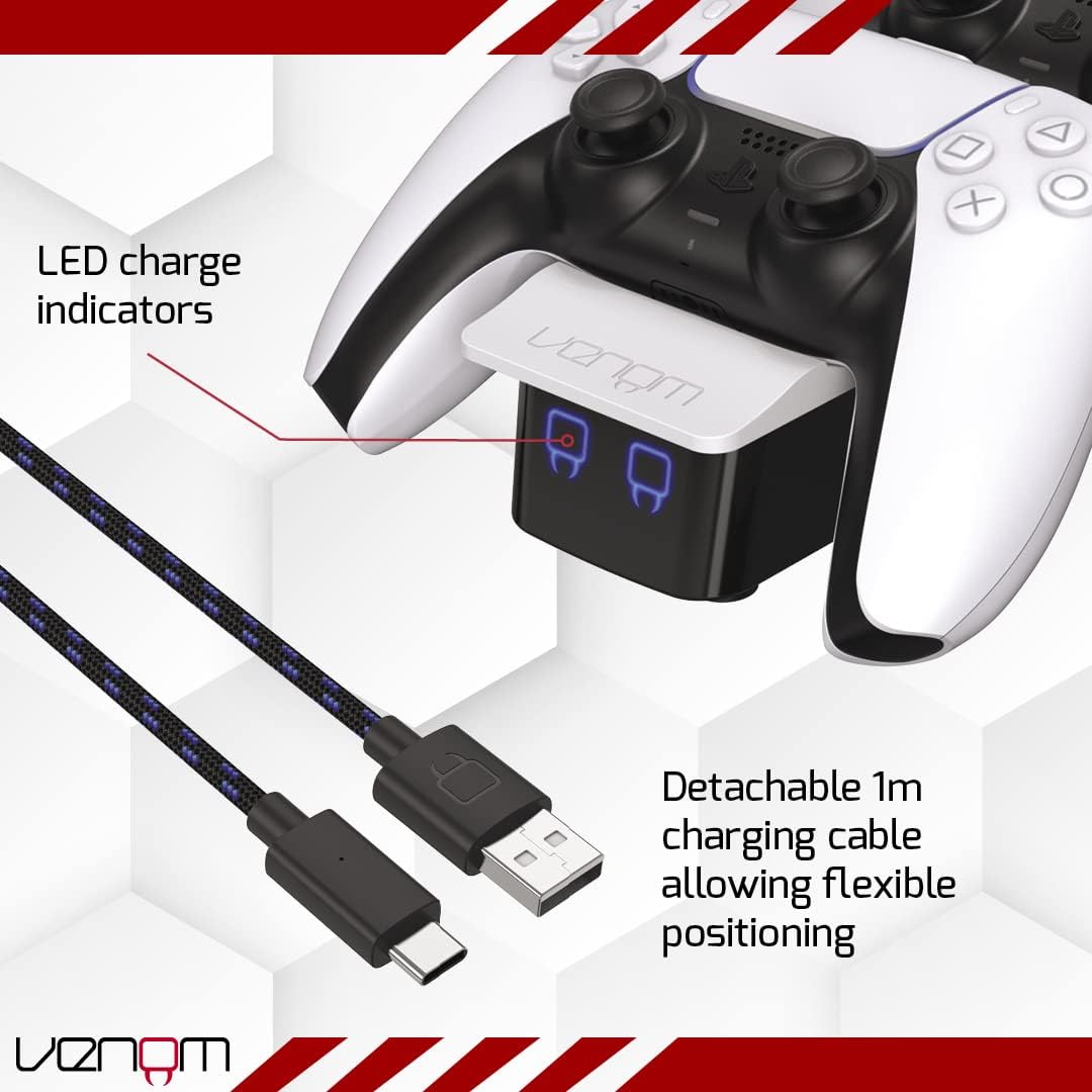 Venom PS5 DualSense Twin Charging Dock Station - White 5