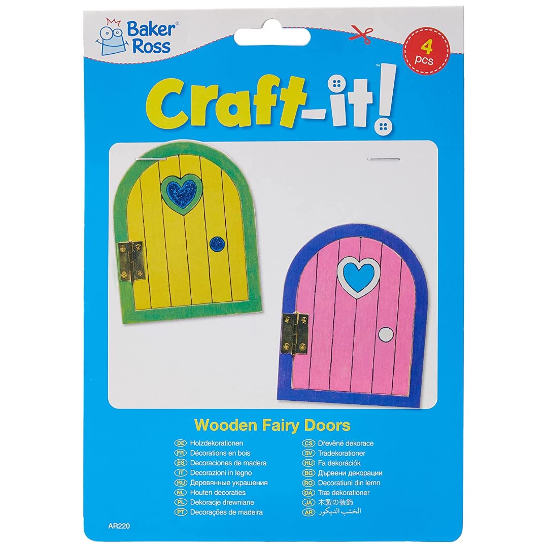 Baker Ross Wooden Fairy Doors Craft Kit - Pack of 4 for Kids to Decorate 5