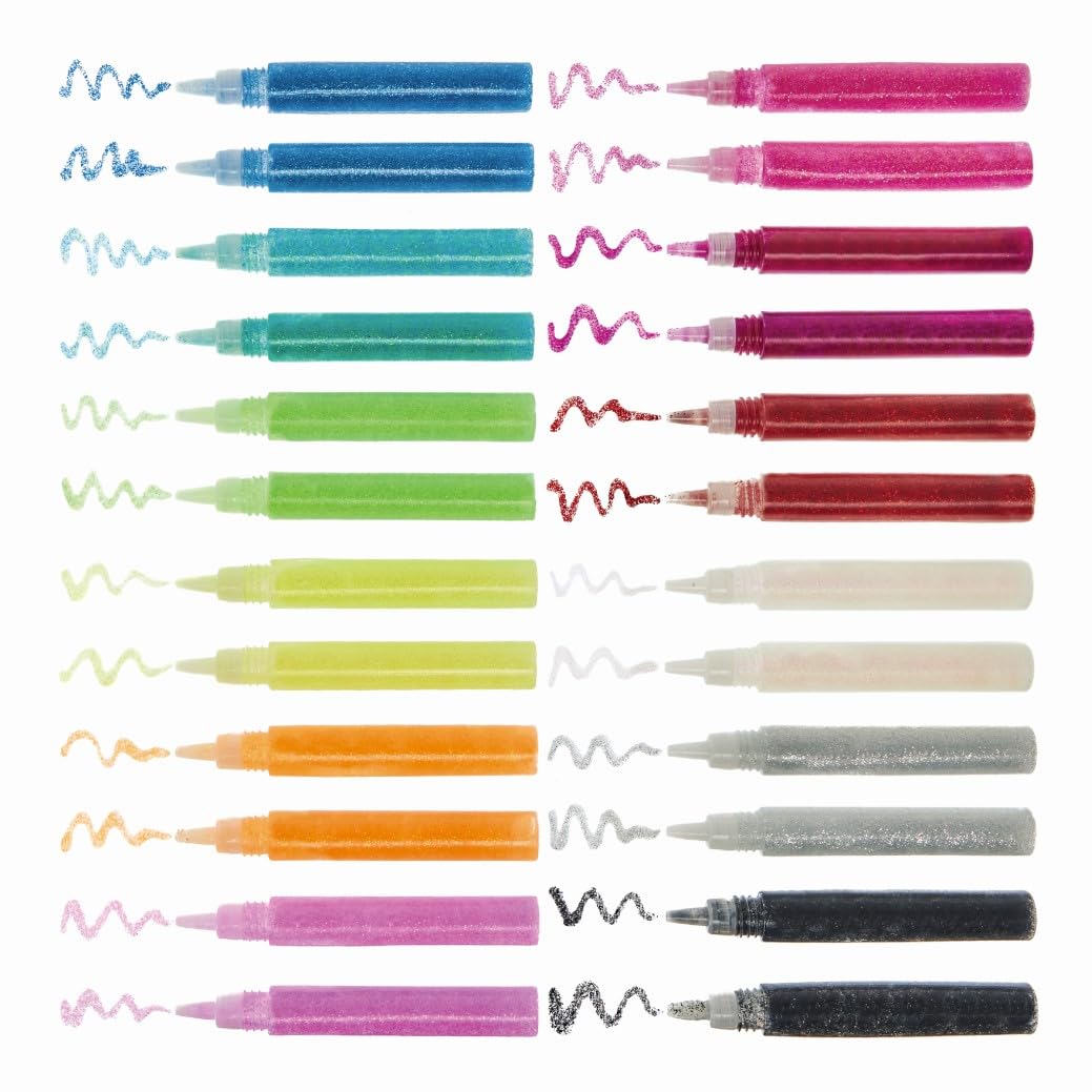 Baker Ross Glitter Glue Pens - Arts & Crafts Supplies for Kids (Pack of 24)