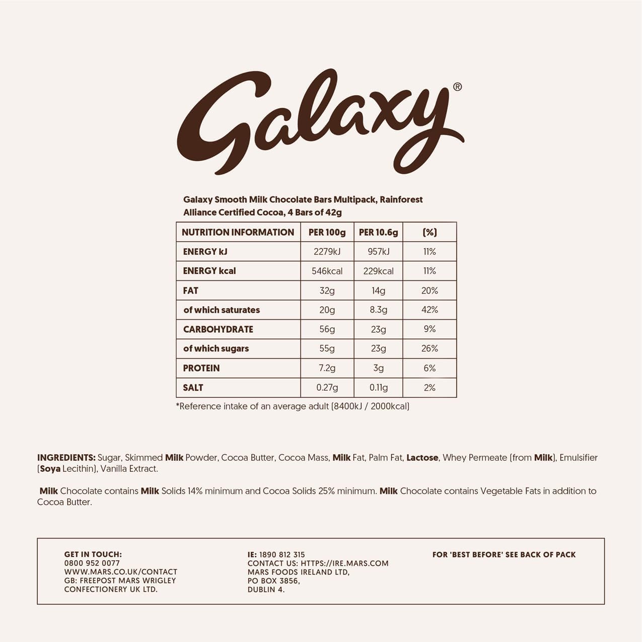 Galaxy Smooth Milk Chocolate Bar, 24 x 42 g 6