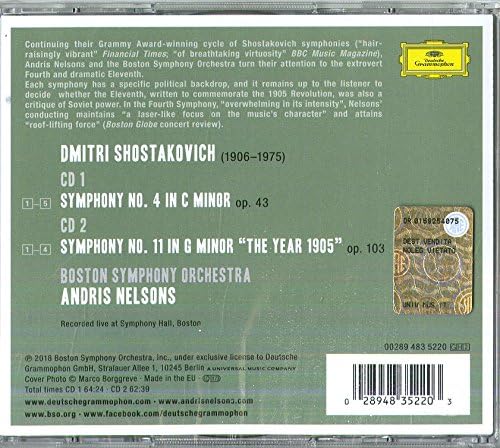 Shostakovich: Symphonies Nos. 4 & The Year 19 - Deutsche Grammophon Classical Orchestral CD