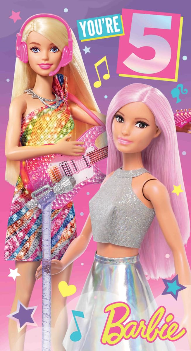 Barbie Birthday Card - Age 5 Greeting Card for Girls | Danilo Promotions LTD