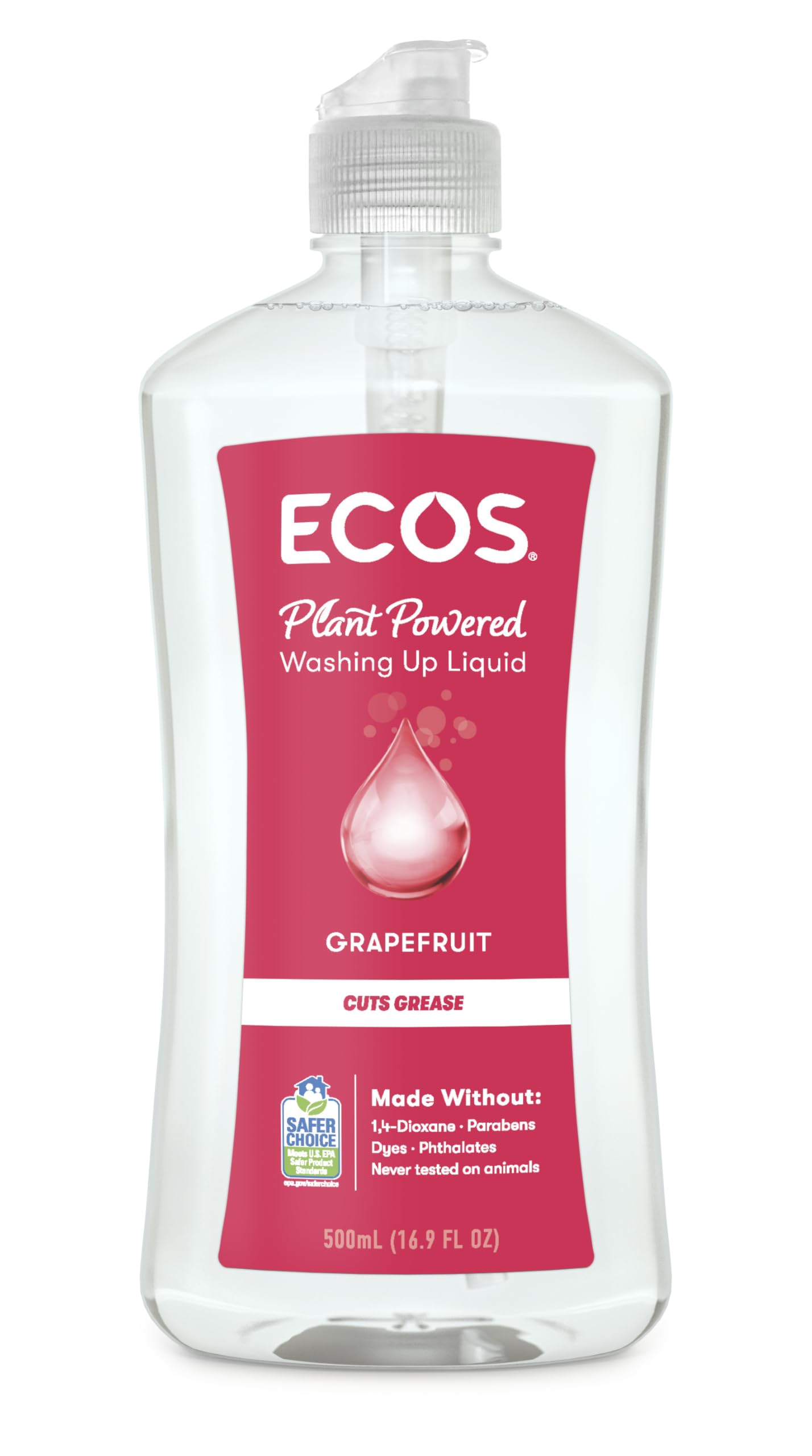 ECOS Washing-Up Liquid - Plant Powered Dish Soap, Grapefruit Scent | 500 ml