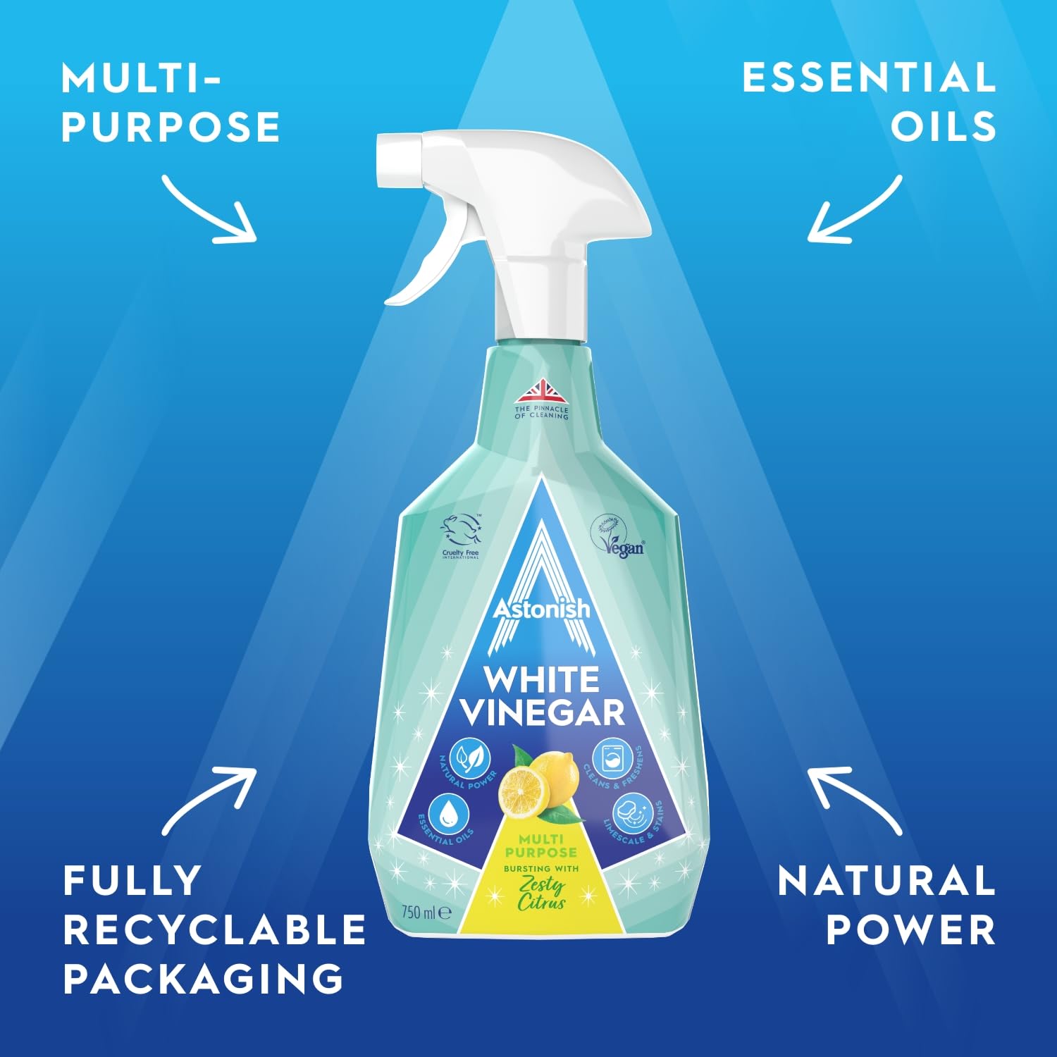 Astonish Multipurpose Cleaning Spray with White Vinegar - 750ml Lemon Scent 3