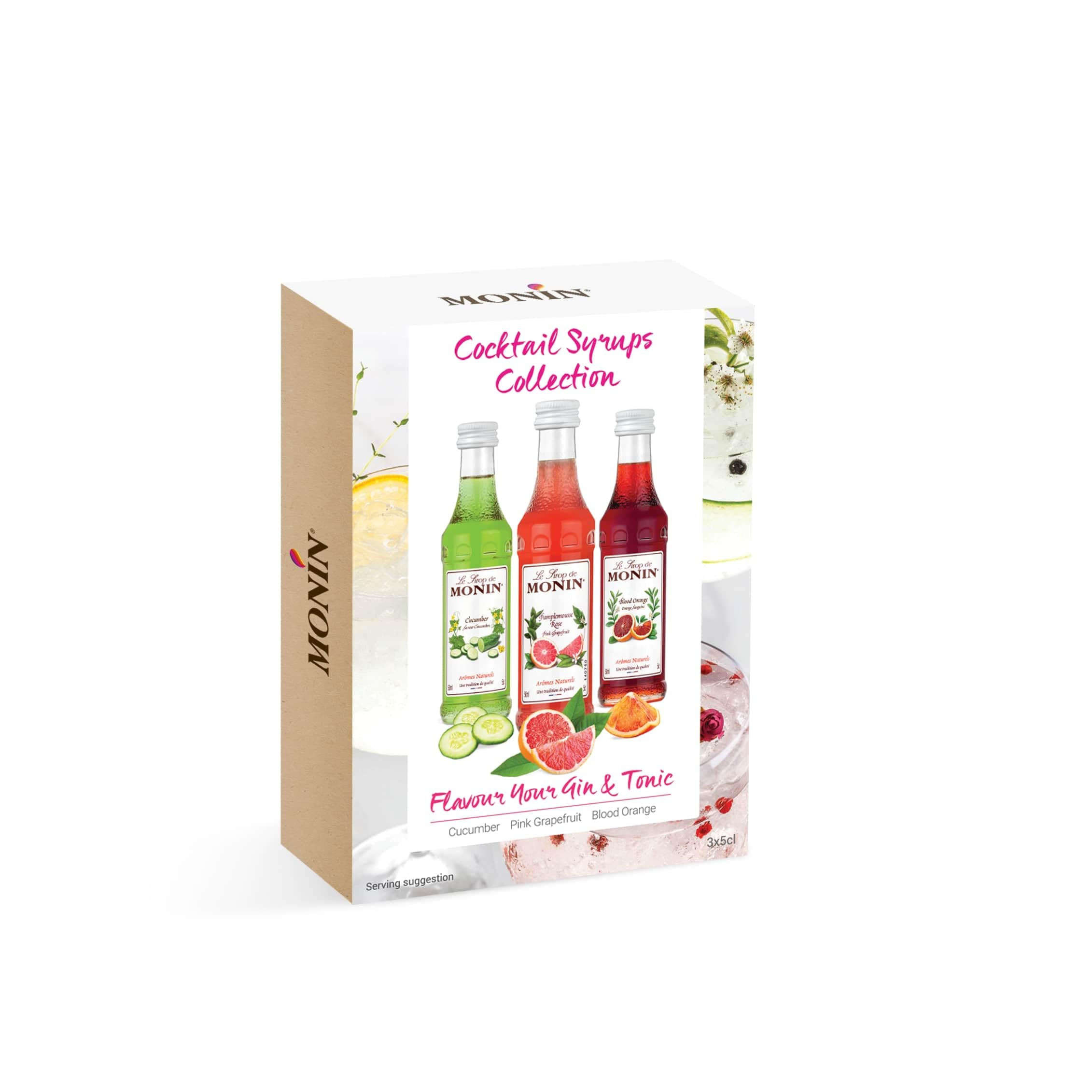 MONIN Cocktail Syrup Gift Set - Cucumber, Pink Grapefruit, Blood Orange (3 x 50ml)
